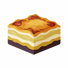 Delicious slice of sweet pizza, with colorful brown sauce, and light creamy crust