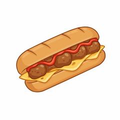 Cartoon sub sandwich with sauce and filling