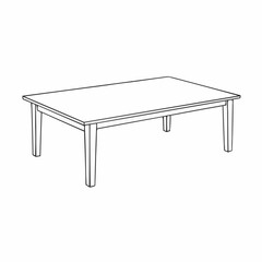 Rectangular tabletop sketch with visible edges and legs, in black line art style
