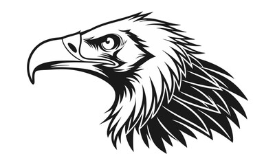 A striking vector illustration portrays the isolated head of a bald eagle, a powerful symbol of wild nature and freedom