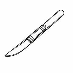 Black and white drawing depicts a stylized detail of a mechanical pencil