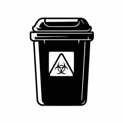 A black icon graphic shows a half visible trash can with a warning symbol