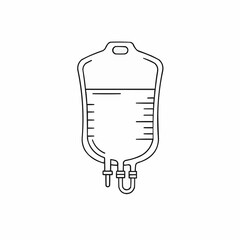 Simplified drawing of a blood bag with liquid content and measurement marks