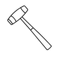 A simple mallet illustration with a rectangular head and handle, outlined in black