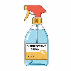 Vector illustration of a spray bottle with blue liquid inside on white background
