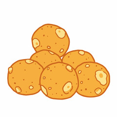 Illustrated pile of round orange cookies