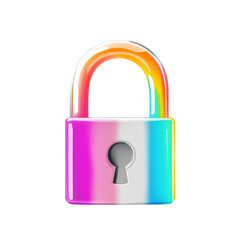 Iridescent Padlock Symbolizing Digital Security with Vibrant Rainbow Reflection