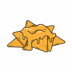 Cartoon-styled illustration of cheesy chips. A yummy illustration on a white background