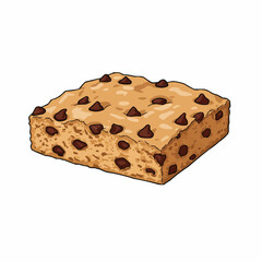 Cartoon depiction of a partially visible chocolate chip cookie, viewed from below