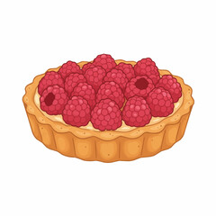 A delicious raspberry tart; a sweet baked dessert with ripe berries