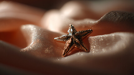 Rose gold star resting on soft looker framework symbolizing elegance.