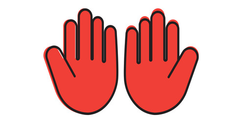 Raised hand icon symbolizing stop or interaction. Stop hand icon. Set of hand hello icons