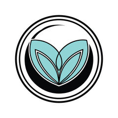 Elegant Teal Leaf Emblem Within a Circular Badge