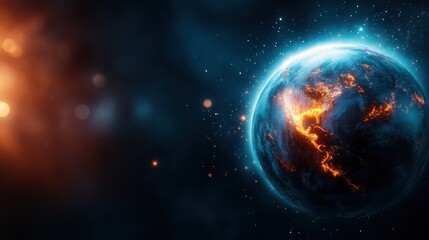 A mesmerizing view of Earth depicted in a cosmic setting, showcasing glowing lava details that emphasize the planet's vibrant energy and dynamic nature.