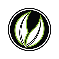 Abstract Two Leaf Logo in Circle