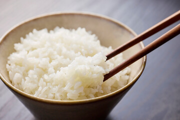 茶碗に盛られた白米　Japanese rice