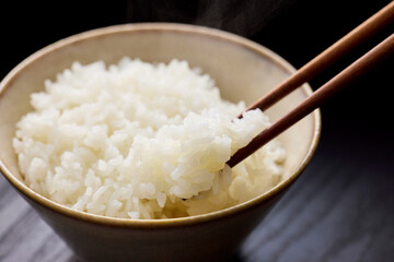茶碗に盛られた白米　Japanese rice