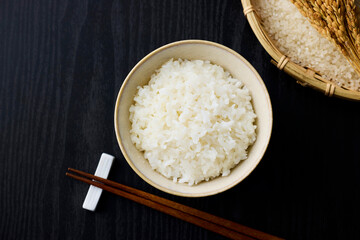 茶碗に盛られた白米　Japanese rice