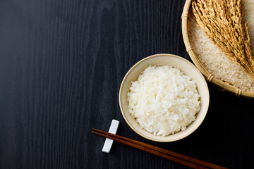 茶碗に盛られた白米　Japanese rice