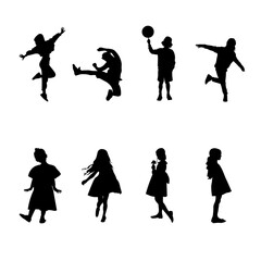 Fototapeta premium 8 vector silhouettes of people in sitting postures and standing
