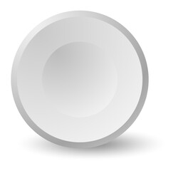 White circular button casting a subtle shadow on a white background, creating a sleek and minimalist design suitable for various user interface elements