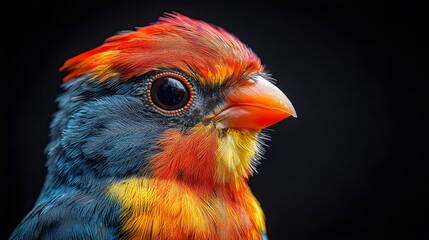 Fototapeta premium A colorful bird with a red beak and yellow feathers