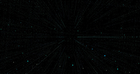 Movement in space of geometrically equidistant points. Backdrop, background, template, transition. 3d Animation Business and Technology Concept, ai, Cyberspace, big data,