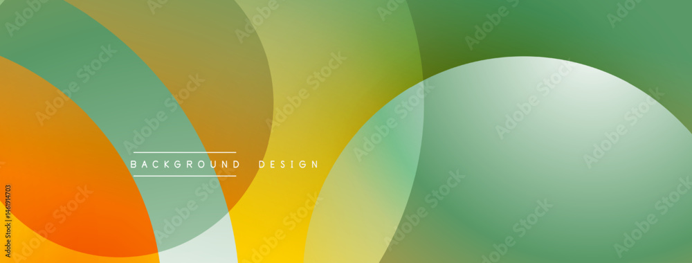 Aufkleber Abstract background features overlapping circles, gradients. Colors include orange, yellow, green. Modern design element for digital projects.