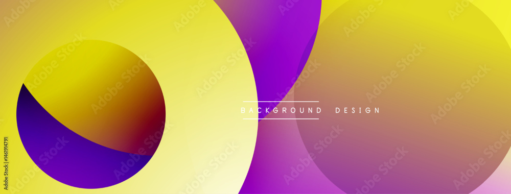 Poster Abstract fluid shapes, vibrant colors blend. Yellow, purple gradients create dynamic visual effect. Modern design element.