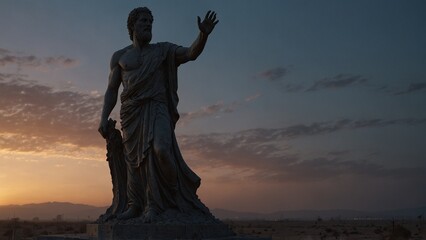 A statue of Siviph, slowly dissolving into dust with the falling dusk