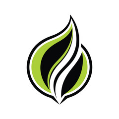 Abstract Green Leaf Logo with white background