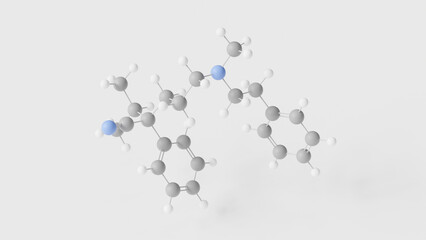 emopamil molecule 3d, molecular structure, ball and stick model, structural chemical formula calcium channel blocker