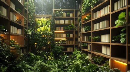 Botanical library interior design