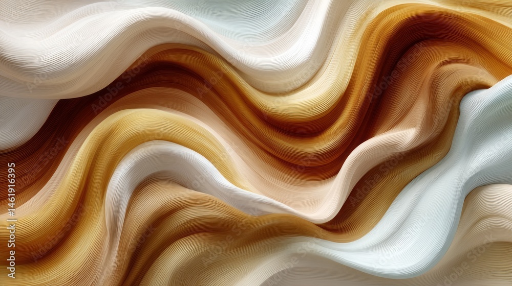 Poster this artwork features smooth, flowing waves in shades of brown, beige, and cream, creating a harmoni