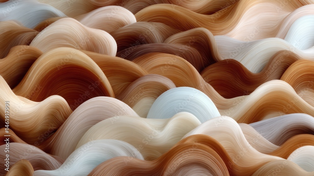 Poster Curves of abstract waves undulate in a harmonious blend of brown, beige, and soft whites. This design evokes a sense of tranquility and modern elegance in its fluid patterns