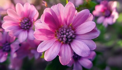 Fototapeta premium a close up of a purplish pink flowers high quality photo