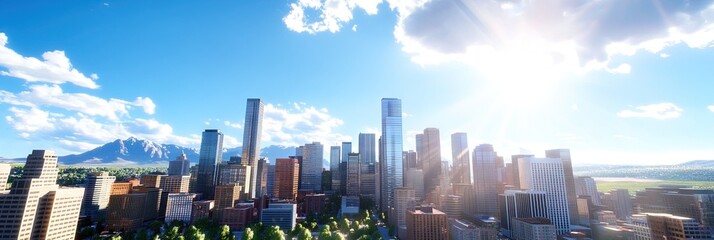 Fototapeta premium 3d animation denver colorado downtown skyline