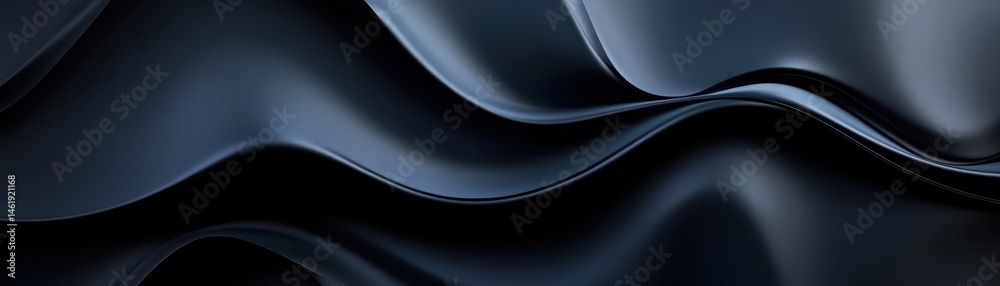 Aufkleber Abstract Dark Blue Metallic Wave Pattern Art with Smooth Elegant Curves and Glossy Surface for Modern Design Element Background