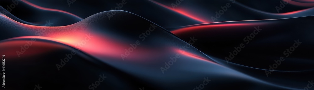 Poster abstract dark wavy surface texture background with red highlights modern design for wallpaper backdr