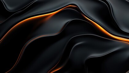 Obraz premium Abstract Dark Wavy Texture with Golden Highlights Elegant Background for Modern Design with Smooth and Glossy Surface