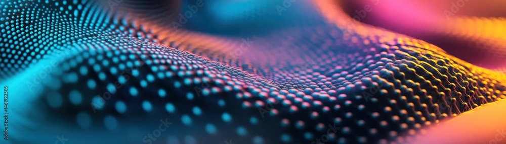 Poster Abstract Dotted Surface with Blue Orange and Pink Gradient a Modern Decorative Background with Dynamic Flow and Geometric Design Elements for Creative Art and Technology Concepts
