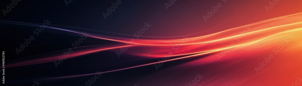 Aufkleber Abstract Flowing Wave Of Light In Gradient Background With Dynamic Glowing Lines And Dot Patterns In Dark Backdrop For Modern Futuristic Design