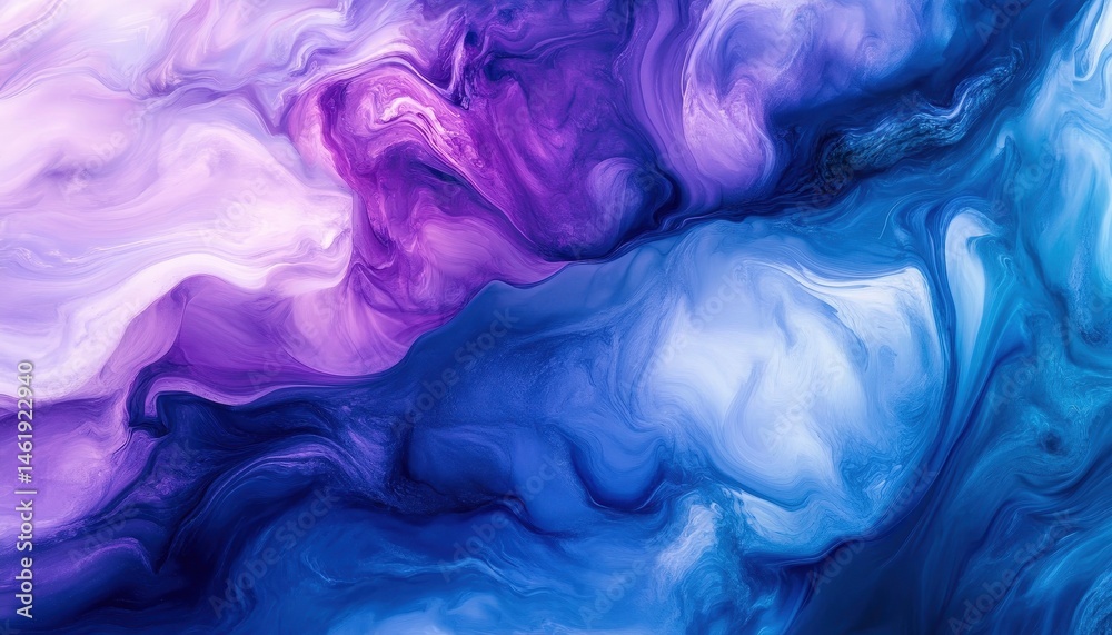 Aufkleber Abstract Fluid Art in Shades of Blue and Purple Marble Texture with Intricate Swirls and Dynamic Patterns Creating a Visually Stunning Decorative Background