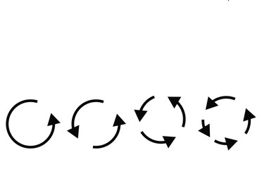 Set of circle arrows rotating on white background. Refresh, reload, recycle, loop rotation sign collection