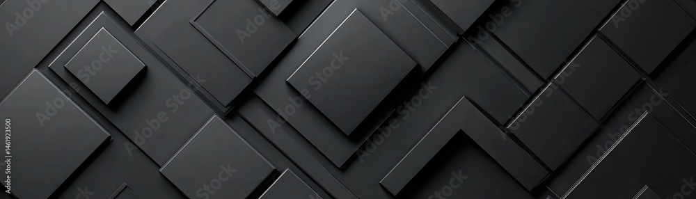 Aufkleber Abstract Geometric Black Rhombus Pattern Background with Modern Dark Texture Design, Rectangular Shapes and Diagonal Lines with Gray Elements for Decorative Wallpaper