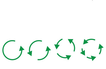 Set of circle arrows rotating on white background. Refresh, reload, recycle, loop rotation sign collection