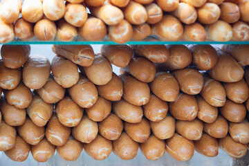 Banh mi vietnam. Vietnam street food. Vietnamese traditional bread for the breakfast. Freshly baked baguette isolated.