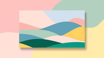 Naklejka premium Abstract pastel landscape art with rolling hills and a serene sky, evoking tranquility and peace. Perfect for minimalist decor.