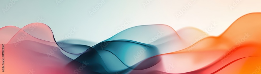 Aufkleber Abstract Multicolored Wavy Lines with Gradient Background in Orange Pink and Blue Smooth Dynamic Flow with Modern Graphic Design as a Colorful Textured Wallpaper