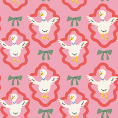 Charming cottagedecor with whimsical duck pattern for interior design.